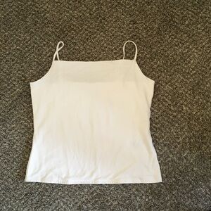 Banana Republic White Soft Stretch Spaghetti Strap Tank Top Large